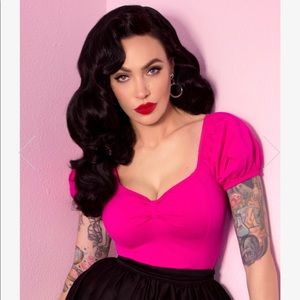 Hot pink powderpuff top by Vixen